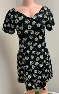 The Limited Black Floral Short Sleeves Dress Sz 4 - Picture 1 of 5