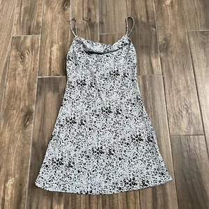audrey 3+1 blue cheetah mini slip dress size medium - Picture 1 of 7