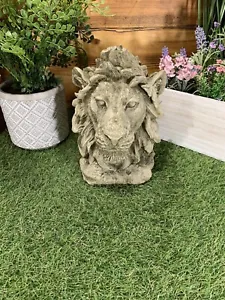 STONE GARDEN DETAILED LION HEAD GIFT ORNAMENT  - Picture 1 of 10