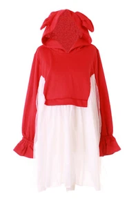 TS-200-2 Rot Weiß Rotkäppchen Tüll Baby-Doll Pastel Goth Lolita Sweatshirt Kleid - Bild 1 von 9