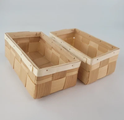 Wooden Basket, Set of 2, Handmade from pine shavings - Image 1 of 4