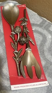 New Place & Time Holiday Salad Server 2 Pc Set Recycled Aluminum - Picture 1 of 10