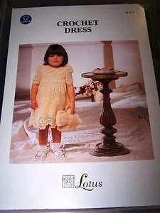 Girls Filet Crochet Dress using Coats Lotus Cotton No.8 - Picture 1 of 1