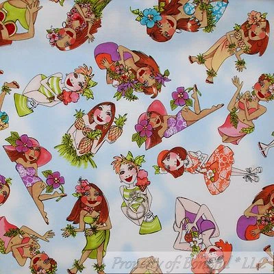 Edredón de algodón BonEful Tela FQ Azul Rojo Blanco De colección Flor Niña Isla Hawaiana EE. UU. Foto 1 de 4