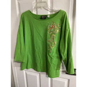 Bob Mackie Usable Art Top Blusa Jersey LG - Imagen 1 de 1
