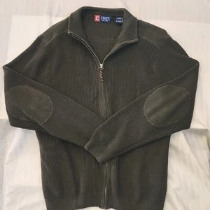 Chaps Sweater Men's Size Large Full Zip Elbow Pads Jacket Sweater Preppy XL - Picture 1 of 10