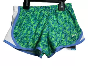 Nike Girls Dri-Fit Running Shorts, Blue/Green, XS - Picture 1 of 5