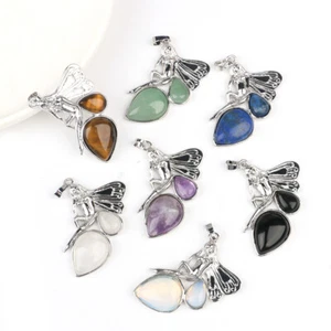 Natural Crystal Gemstone Bee Fairy Crystal Pendant DIY Jewellery Healing Gift 1x - Picture 1 of 19