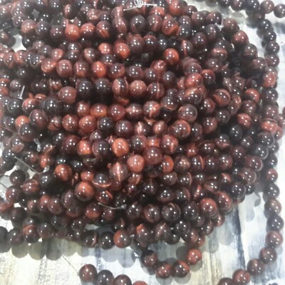 Natural Red Tiger Eye, Grade A,  8mm  Approx 49 pce Strand. Free postage. Oz - Image 1 of 3