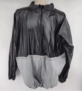 Gold's Gym Sauna Suit Jacket M/L Black Gray Reflective Fitness Wear - Picture 1 of 8