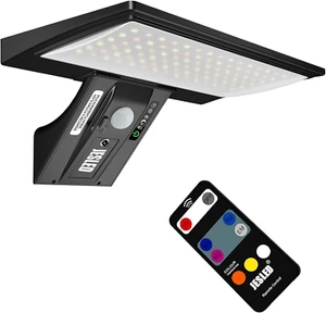 Solar Lights Outdoor Remote Control, 90 LED Solar Motion Sensor Light,3-Color Sw - Picture 1 of 17