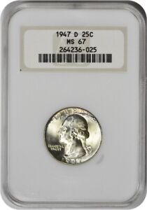 1947-D Washington Silver Quarter MS67 NGC