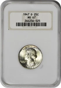 1947-D Washington Silver Quarter MS67 NGC - Picture 1 of 2