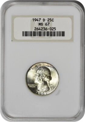 1947-D Washington Silver Quarter MS67 NGC - Image 1 of 2