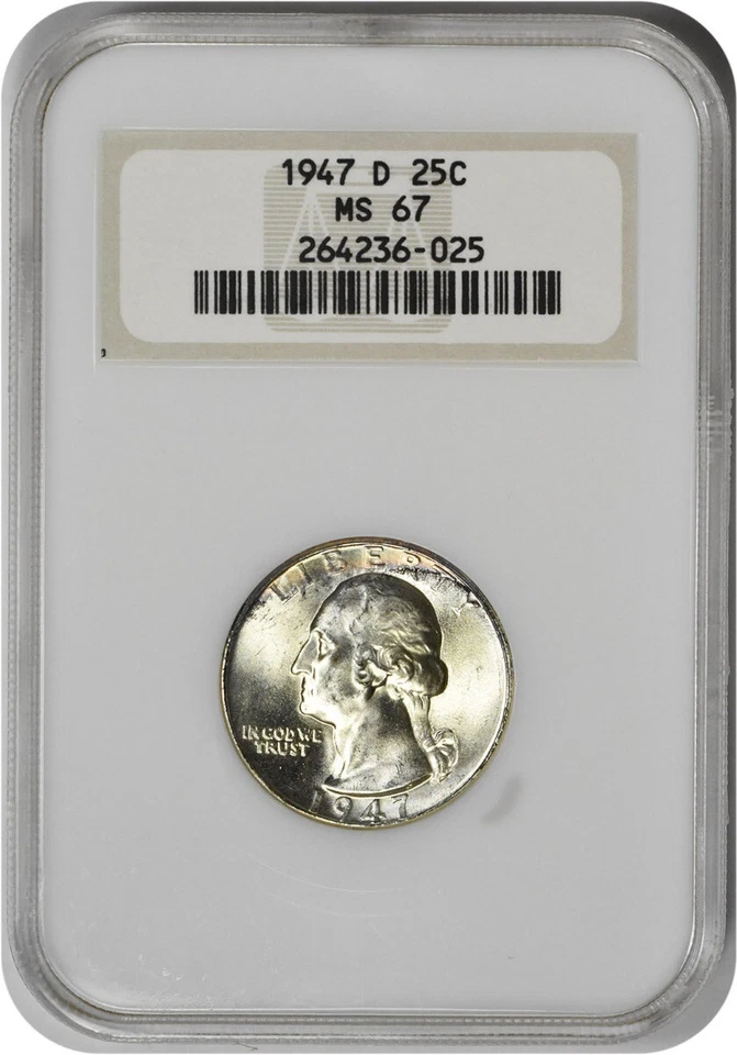 1947-D Washington Silver Quarter MS67 NGC - Image 1 of 2
