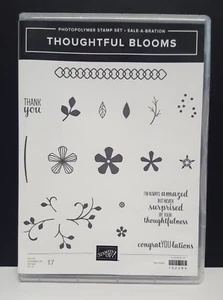 Stampin' Up! THOUHTFUL BLOOMS Photopolymer Stamp 17pc Set 152290 Flowers Text - Picture 1 of 10