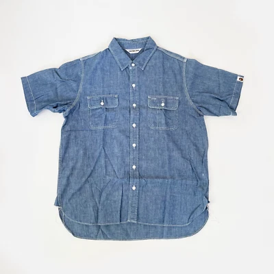 RARE A BATHING APE BAPE NIGO CHAMBRAY BUTTON-UP SHIRT DENIM LARGE BLUE - Image 1 of 4