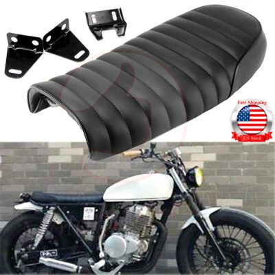 Sillín plano universal para moto café corredor asiento para Honda CB Yamaha Suzuki Foto 1 de 4