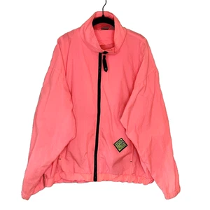 Vintage OP Ocean Pacific Neon Pink Full Zip Nylon Windbreaker Surf Jacket SZ XL - Picture 1 of 16