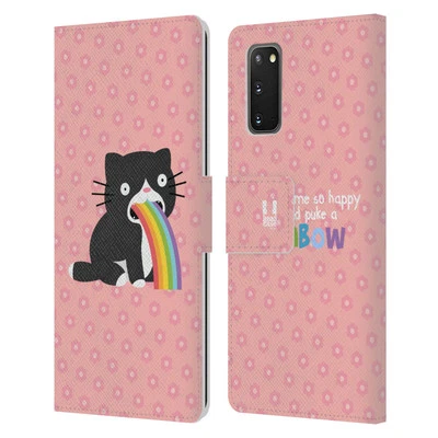 HEAD CASE DESIGNS RAINBOW PUKE LEATHER BOOK WALLET CASE FOR SAMSUNG PHONES 1 - Image 1 of 4