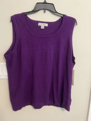 Top sin mangas Laura Ashley talla 2X pulóver, púrpura, camisa tejida Foto 1 de 4
