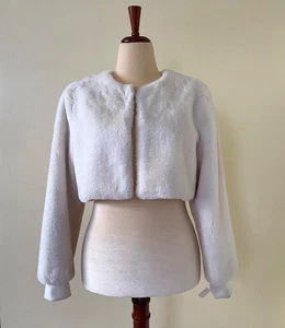 Windsor Essential Faux Fur Bolero Jacket Lt. White Size M - Picture 1 of 4