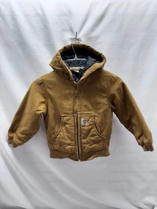 Giacca con cappuccio Carhartt ragazzo full zip tela d'anatra isolata taglia XXS 4/5 marrone - Foto 1 di 9
