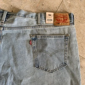 Levi Strauss 469 Mens Sz 54 Loose Fit Lt Blue Jean Shorts 12” Inseam Raw Hem NWT - Picture 1 of 8