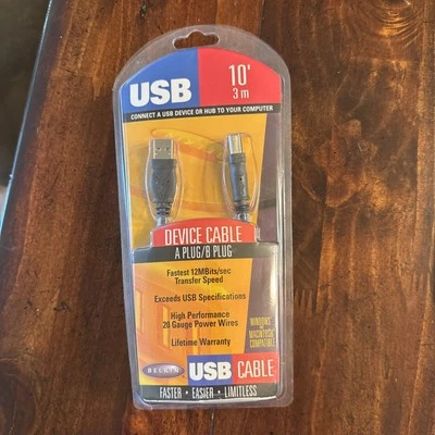 Belkin USB 2.0 A to B Cable 10ft (3m) High Speed Printer Scanner NEW - Image 1 of 3