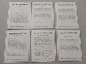 Juego completo de 6 tarjetas de cigarrillos Walton 1939 ~ información de pesca - Imagen 1 de 2