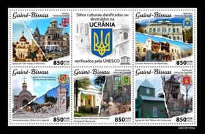 Damaged Cultural Sites in Ukraine During War MNH Stamps 2023 Guinea-Bissau M/S - Picture 1 of 1