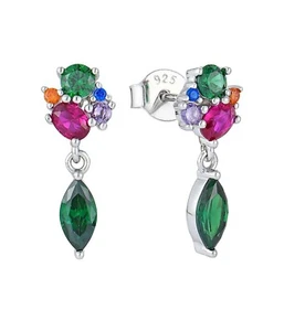 Rhodium-plated .925 Sterling lab-created gemstone Necklace/Earrings Set - Picture 1 of 21