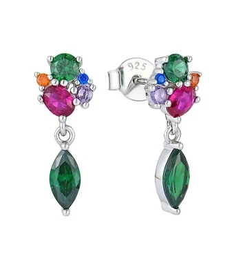 Rhodium-plated .925 Sterling lab-created gemstone Necklace/Earrings Set - Image 1 of 2