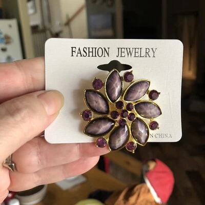 Elegante broche prendedor flor púrpura con joyas joyería de moda (A)41 Foto 1 de 4