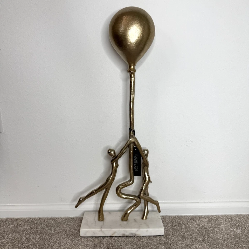 "Escultura globo abstracto Rachel Zoe - Acabado bronce sobre base de mármol 27"" de alto" Foto 1 de 4