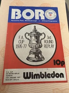 1977 Middlesbrough V Wimbledon Football/Soccer Programme FACup - Picture 1 of 3
