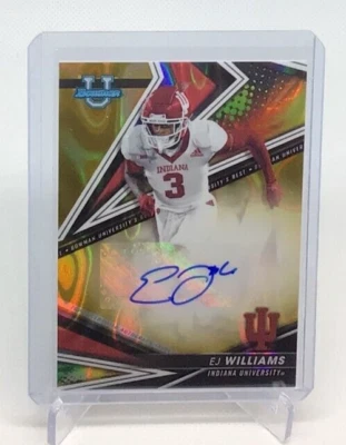 2022/23 Bowman's Best U University - EJ WILLIAMS - GOLD LAVA AUTO #31/75 INDIANA - Image 1 of 2