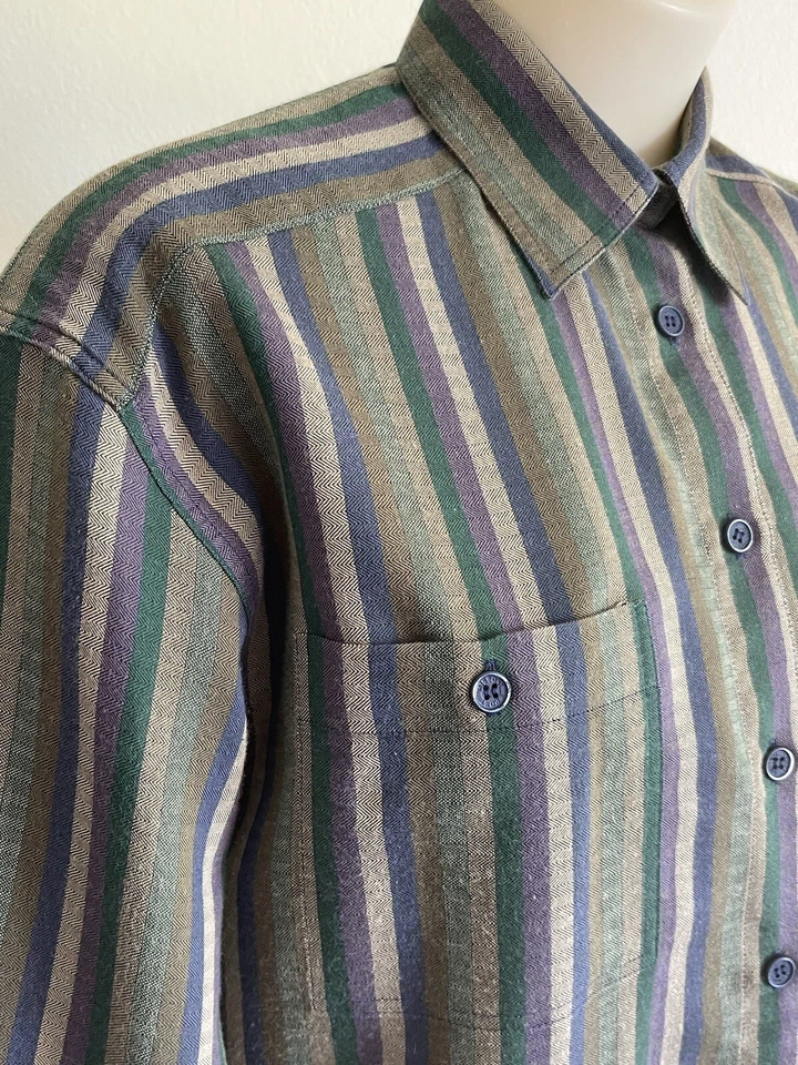 Vintage Missoni Sport Oversize Shirt Unisex Geometric Knit Multicolor Striped L — 第 1/4 张图片