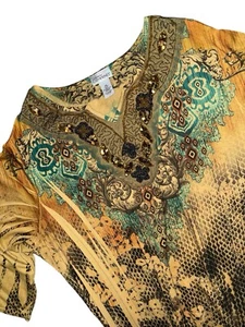 Catherines Blouse Womens 3X Top Liz And Me Art To Wear Embellished Artsy - Picture 1 of 9