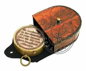 Pocket Personalized Leather Gift Confidently Brass Compass Directional Magnetic