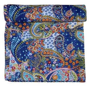 Indian Reversible Handmade Multi Kantha Quilt Bedspread Throw Cotton Blanket - Picture 1 of 3