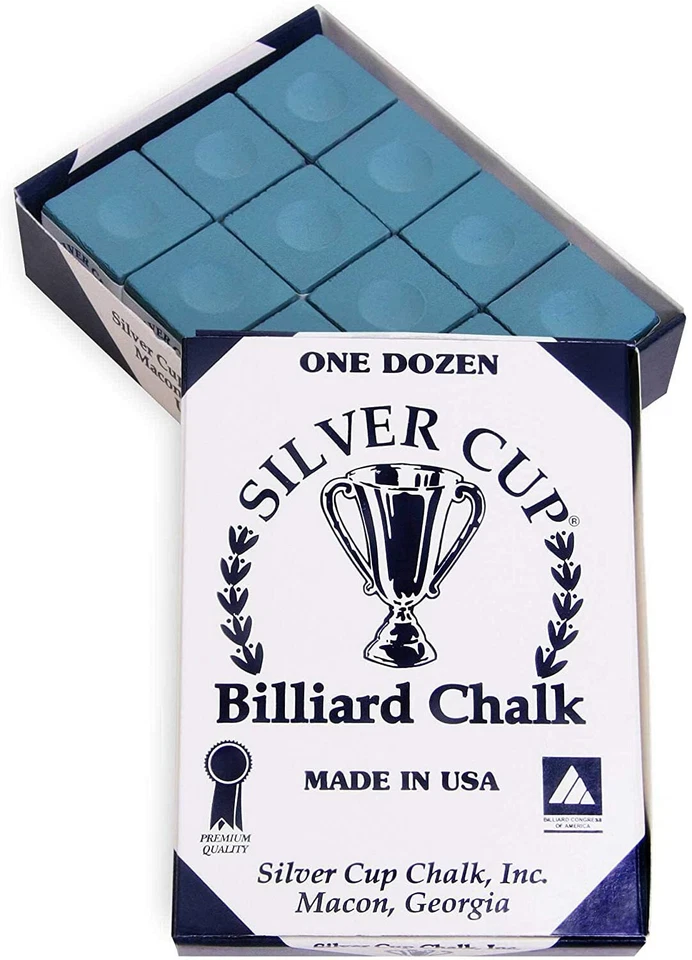 SILVER CUP CHALK Silver Cup/ Championship Billiard Chalk - ONE Dozen (Powder Blue)