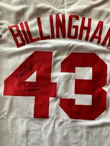Camiseta deportiva firmada por los Reds Jack Billingham 2X inscripción WSC con certificado de autenticidad - Imagen 1 de 5