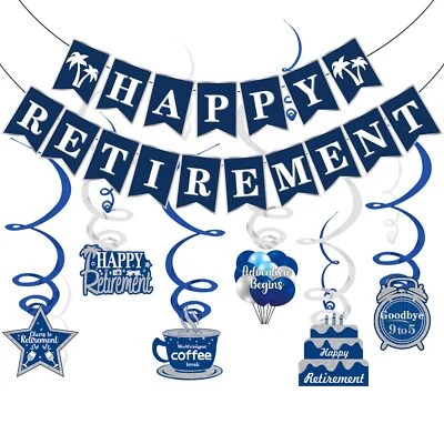 Happy Retirement Party Decorations - Retirement Banner Hanging Swirls Kit for... - Image 1 of 4