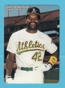 1989 Mothers Cookies # 13 Dave Henderson -- Oakland A's -- Box 704