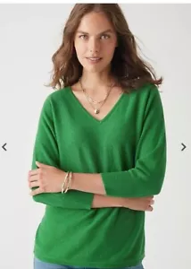 EUC J Jill V-Ausschnitt Pullover grün Gr. XS Leinenmischung Dolman 3/4 Arm aktuell - Bild 1 von 9