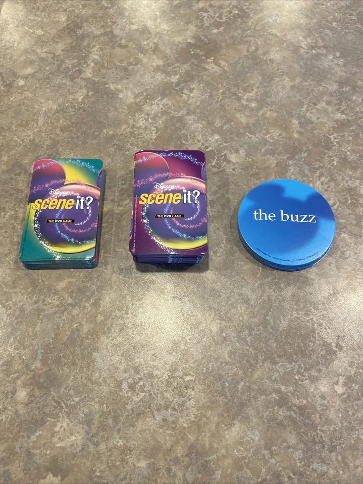 Scene It? Disney 1st Edition DVD Board Game Replacement Cards & Buzz Discs Only - Image 1 of 1