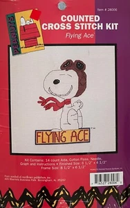 Peanuts Snoopy "FLYING ACE" counted cross stitch kit 28006 - Picture 1 of 2