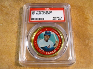 ROD CAREW (HOF) 1971 TOPPS COINS PSA 8 (NM/MINT) #24 MINNESOTA TWINS RARE! - Picture 1 of 2
