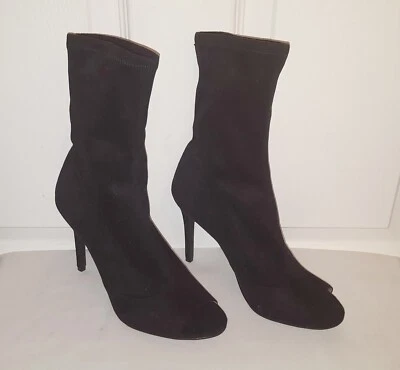 Badgley Mischka Mark & James Negro Gamuza Tacón de Aguja Punta abierta Calcetín Botines 7 M Foto 1 de 2